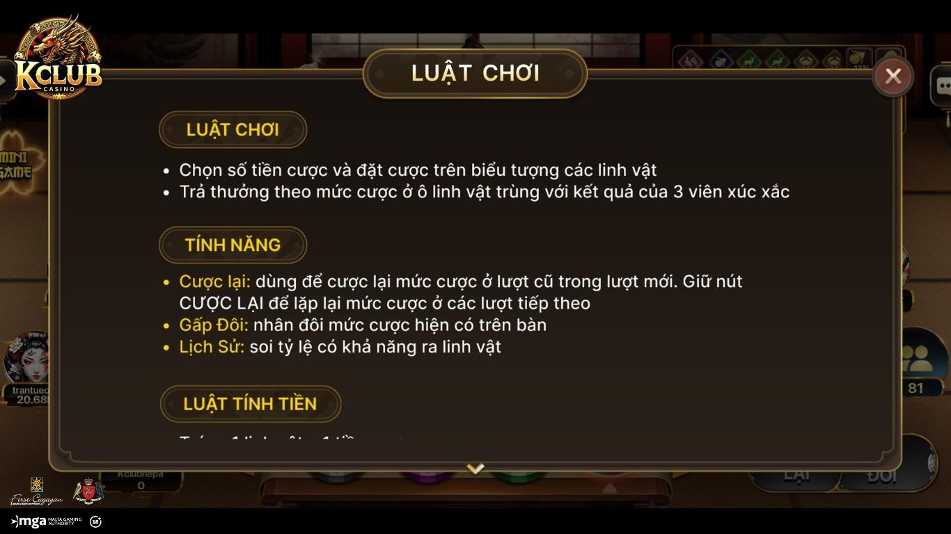 Bỏ túi luật chơi thú vị của siêu phẩm bầu cua Kclub