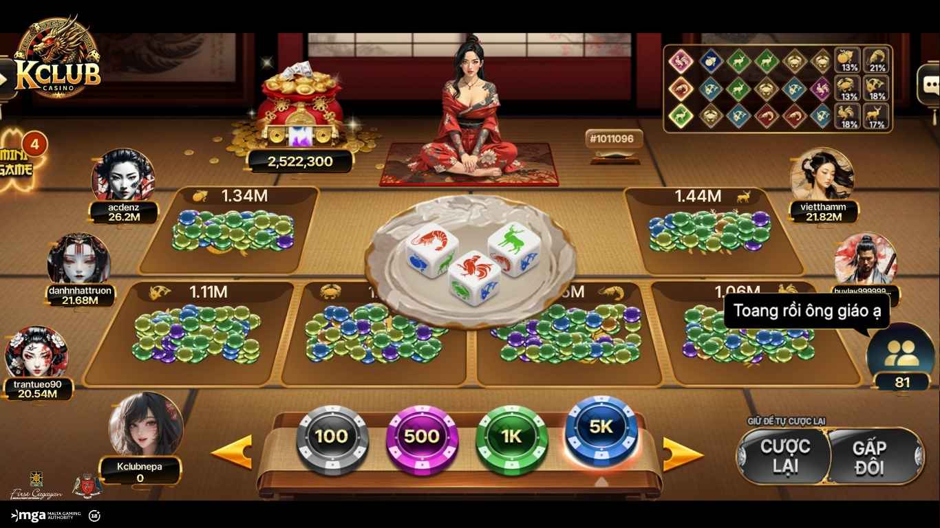 Hướng dẫn cách tham gia trải nghiệm bầu cua Kclub