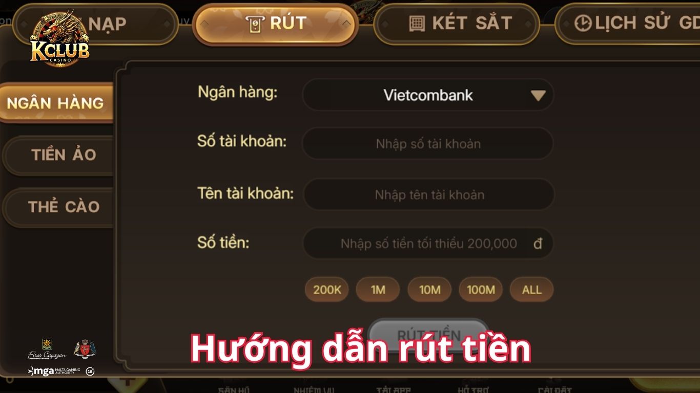 Hướng dẫn rút tiền Kclub nhanh chóng - Không lo thuế